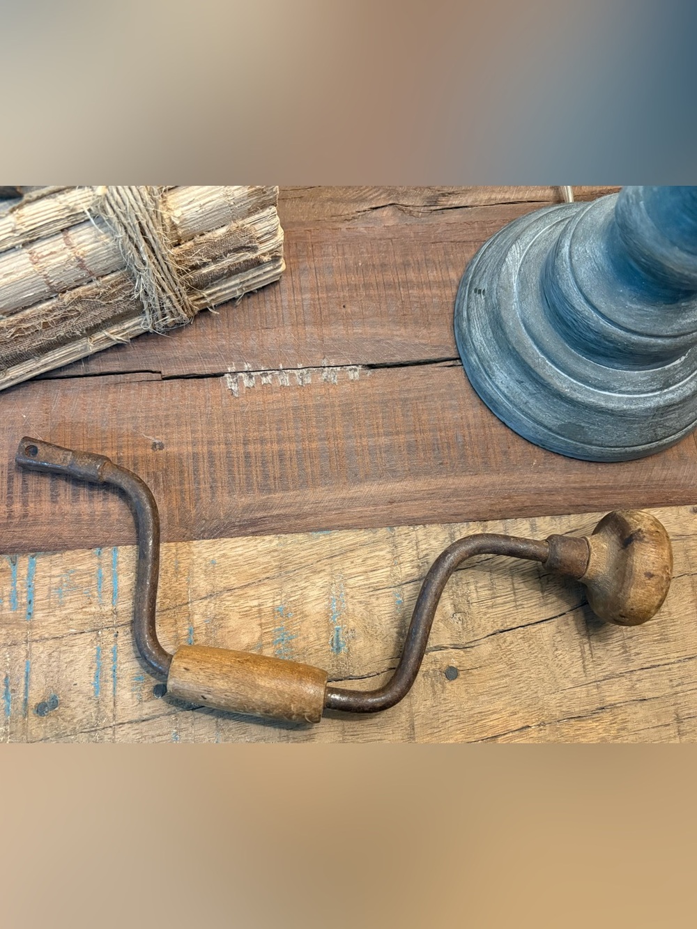 Antique Brown and Rust Hand Crank Brace